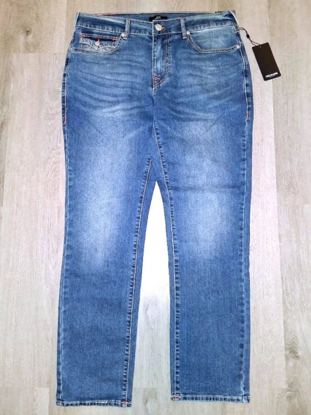 True Religion Geno Relaxed Slim Skinny Jeans Size W34 L32 Flap Back Pockets